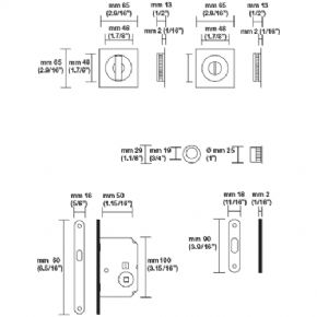 Valli Valli K1230 Door Hardware Privacy Pocket Door Lock